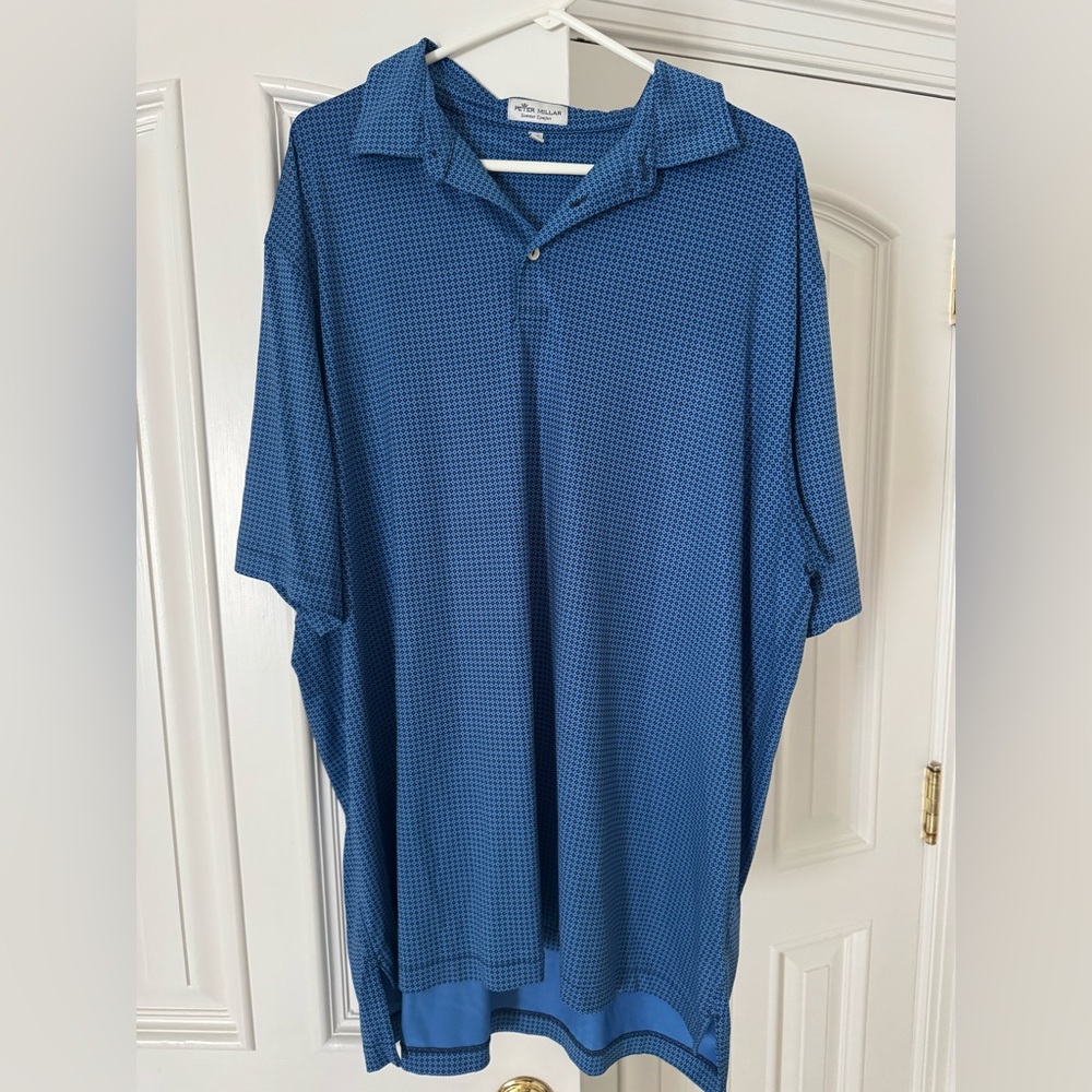 Peter Millar Navy Patterned Polo Shirt